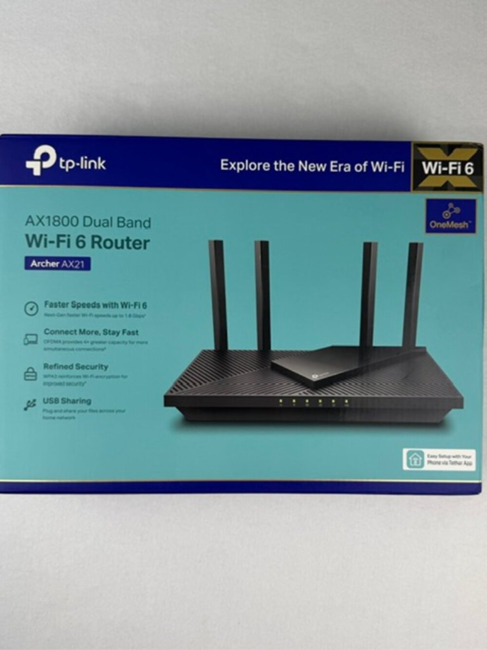 TP-Link AX1800 Dual Band Wi-Fi 6 Router. Model: Archer AX21(US) Ver:3.6